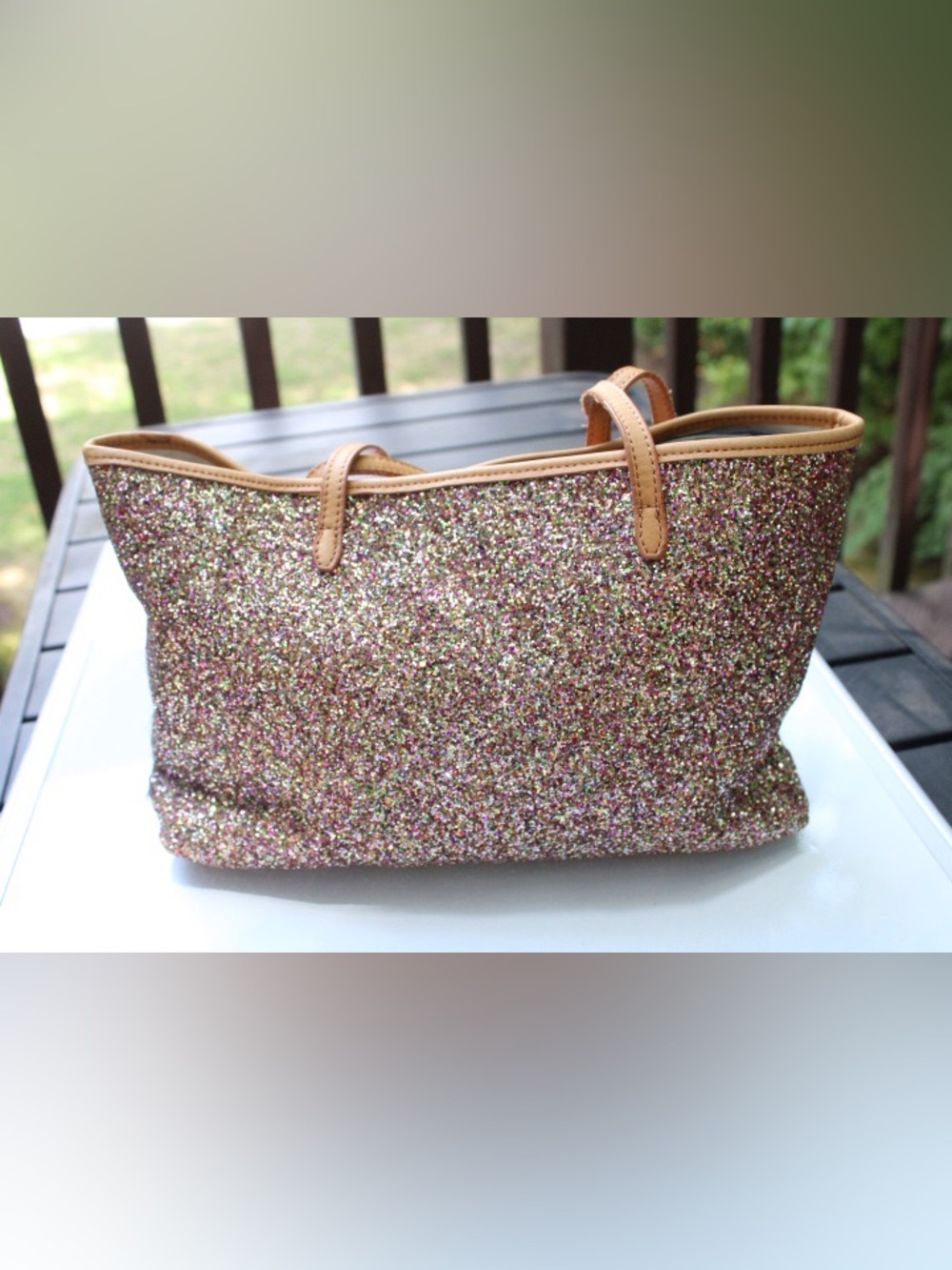 J. Crew crew cuts glitter tote bag